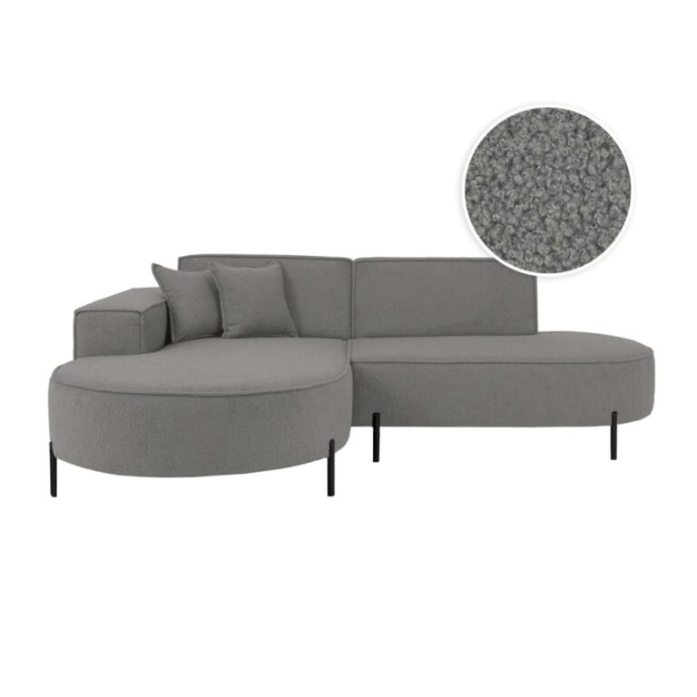 Canapé Marlon d’Angle Gauche 4 Places Bouclette Gris Maisons du Monde