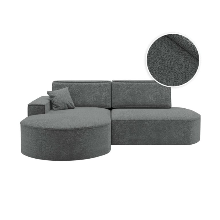 Canapé Marlo d’Angle Convertible 4 Places Chenille Gris Maisons du Monde