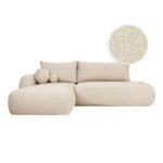 Canapé Fabio d’Angle Convertible 5 Places Bouclette Blanc Maisons du Monde