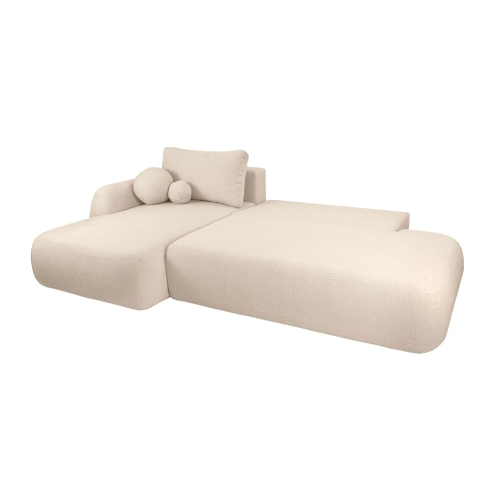 Canapé Fabio d’Angle Convertible 5 Places Bouclette Blanc Maisons du Monde