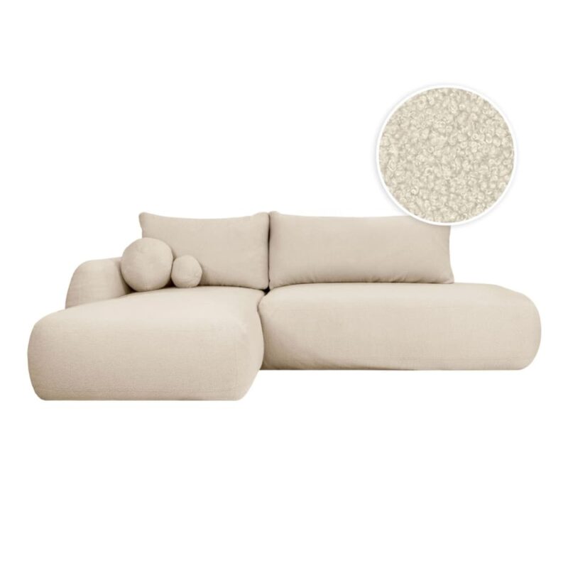 Canapé Fabio d’Angle Convertible 5 Places Bouclette Blanc Maisons du Monde