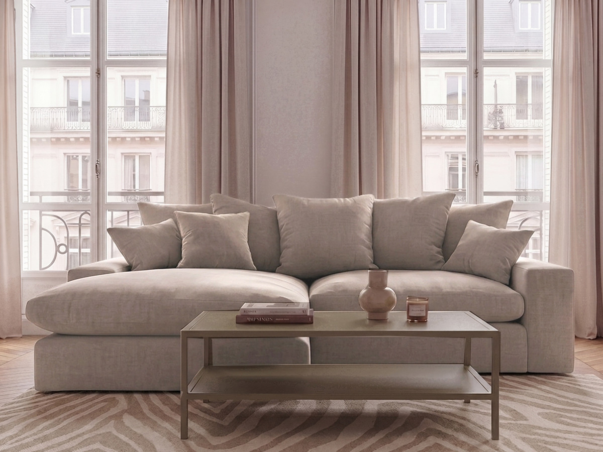 Canapé Nevada d’Angle Réversible Compact Tissu Beige BoboChic