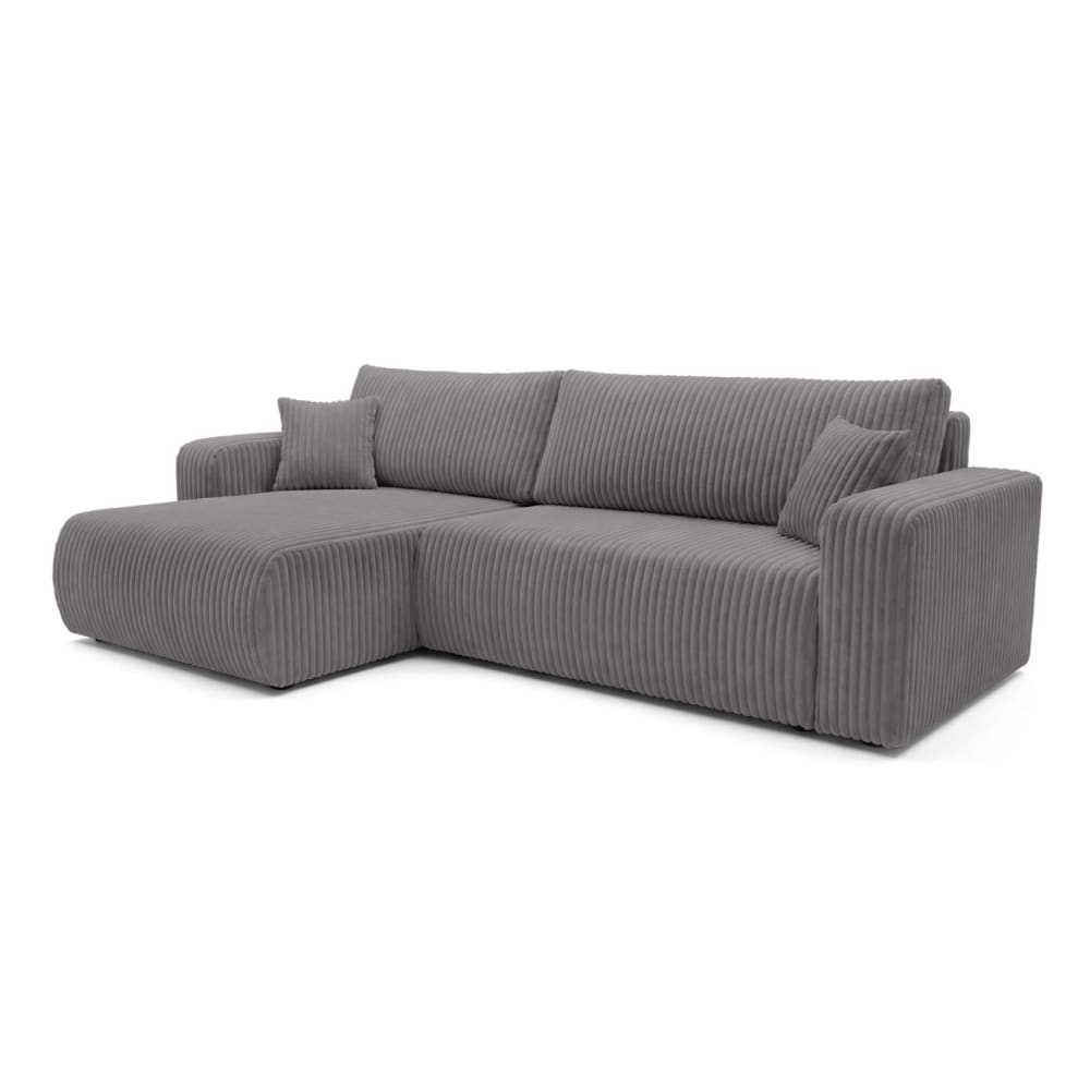 Canapé Alya d’Angle Réversible Convertible 5 Places Velours Gris Maisons du Monde
