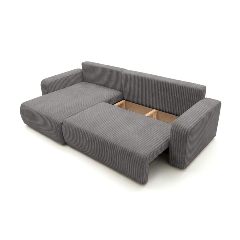 Canapé Alya d’Angle Réversible Convertible 5 Places Velours Gris Maisons du Monde