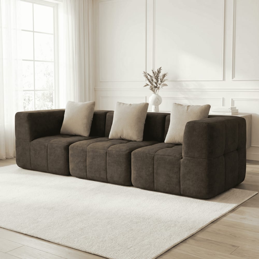 Canapé Eden Simple 3 Places Marron Sable Maisons du Monde