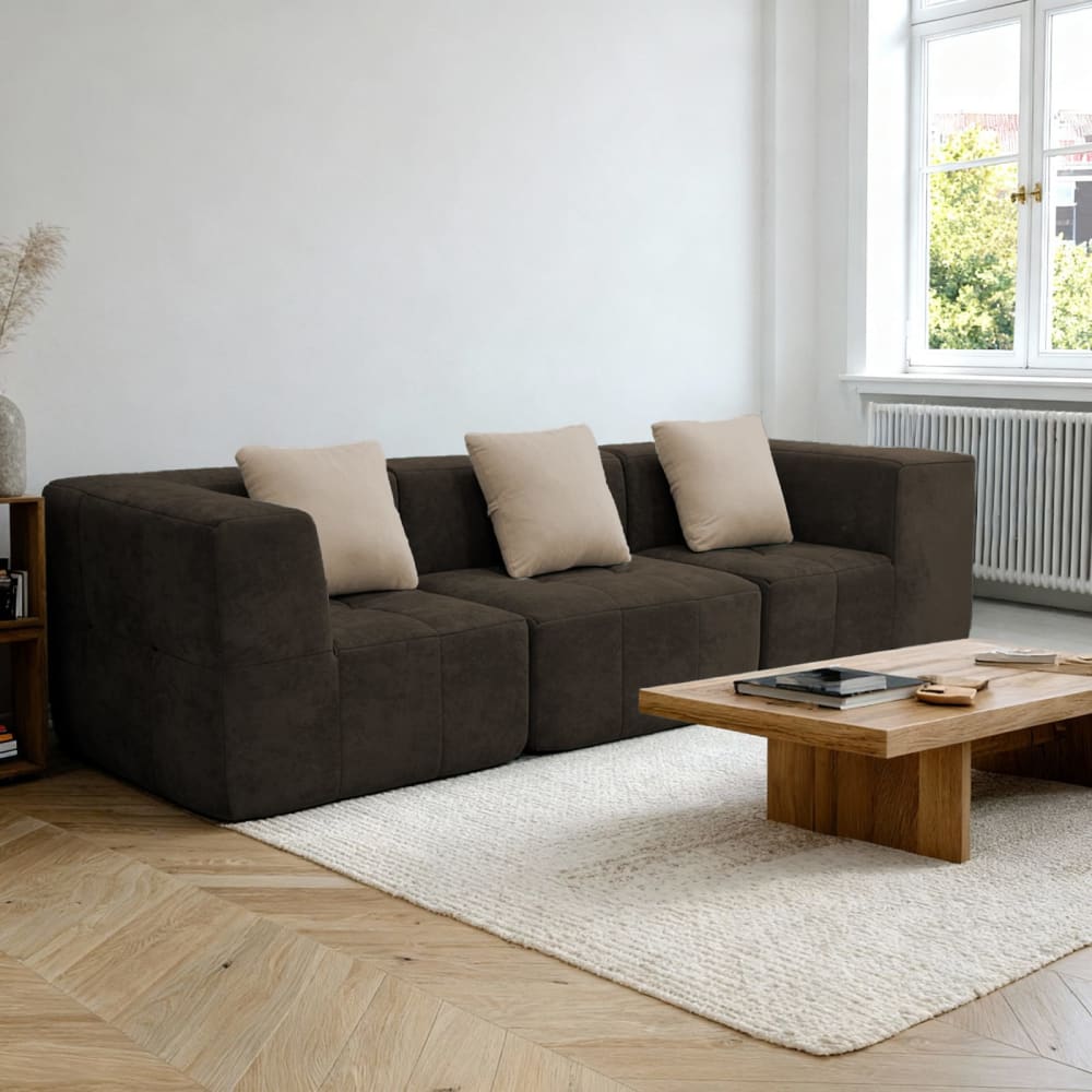 Canapé Eden Simple 3 Places Marron Sable Maisons du Monde