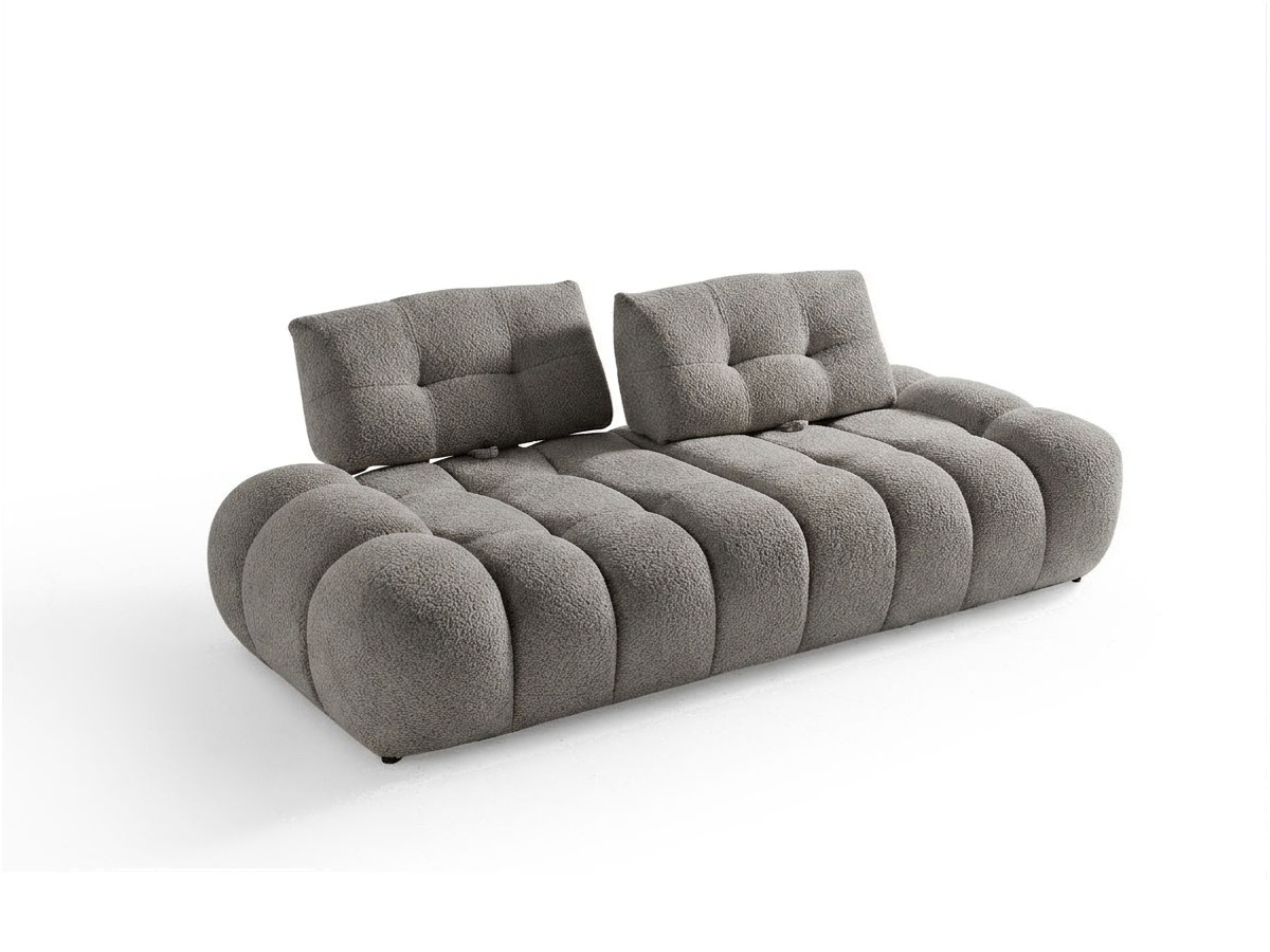 Canapé Apollon Droit 2 Places Bouclette Gris Clair BoboChic
