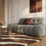 Canapé Apollon Droit 2 Places Bouclette Gris Clair BoboChic