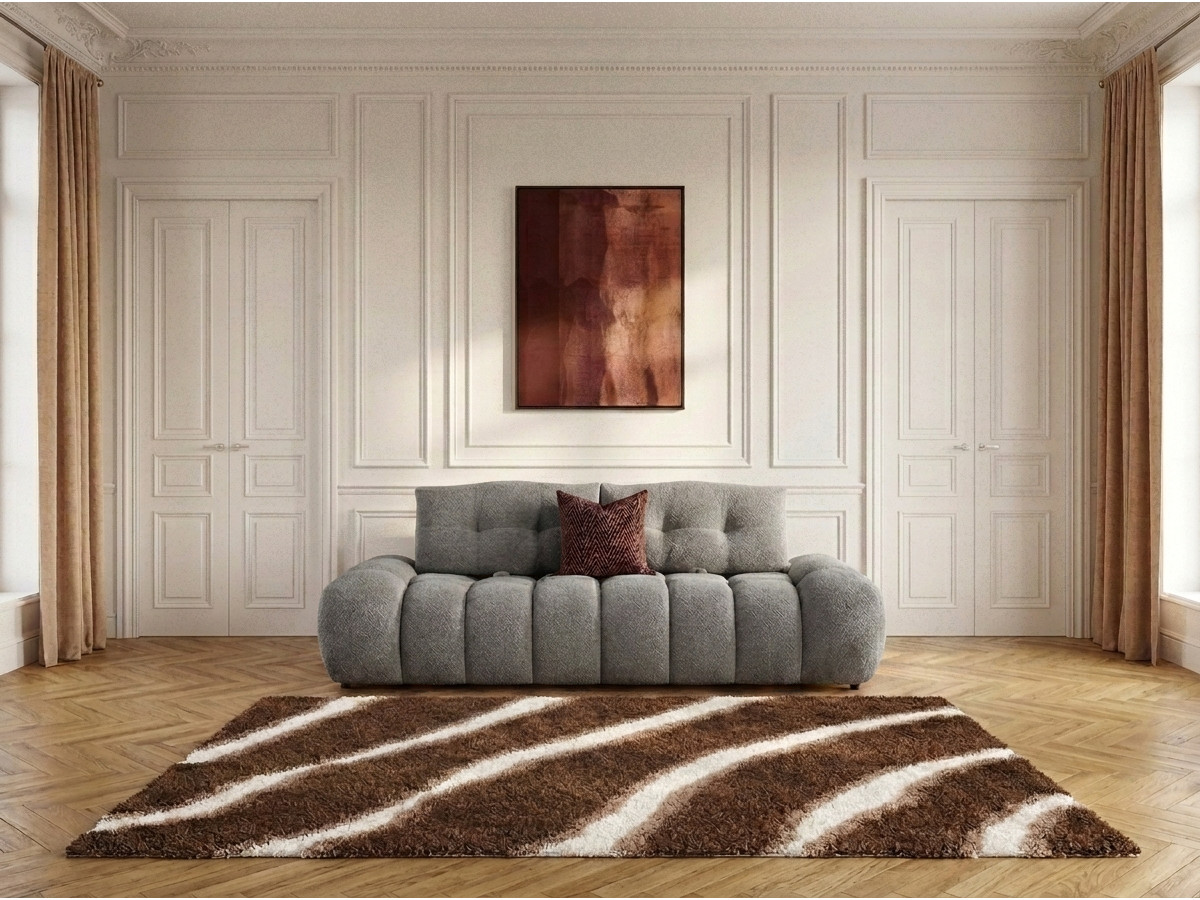 Canapé Apollon Droit 2 Places Bouclette Gris Clair BoboChic