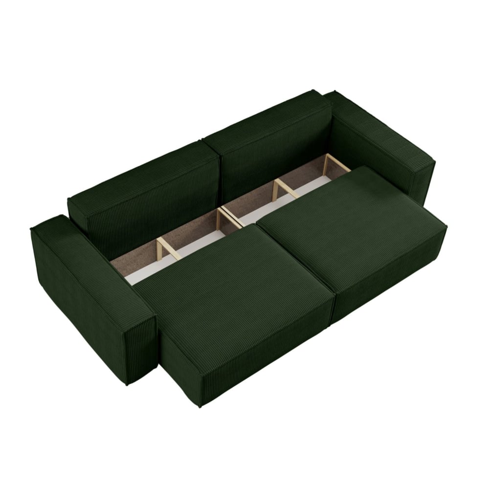 Canapé Farah 3 Places Convertible Velours Côtelé Vert Maisons du Monde