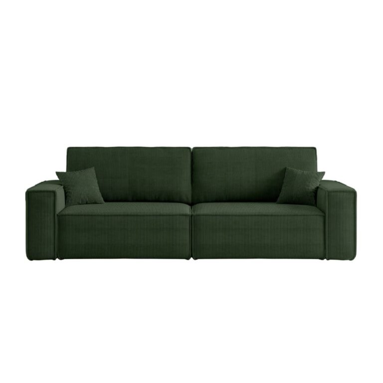 Canapé Farah 3 Places Convertible Velours Côtelé Vert Maisons du Monde