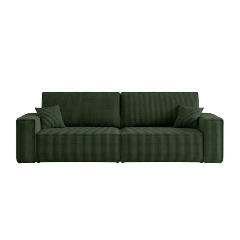 Canapé Farah 3 Places Convertible Velours Côtelé Vert Maisons du Monde
