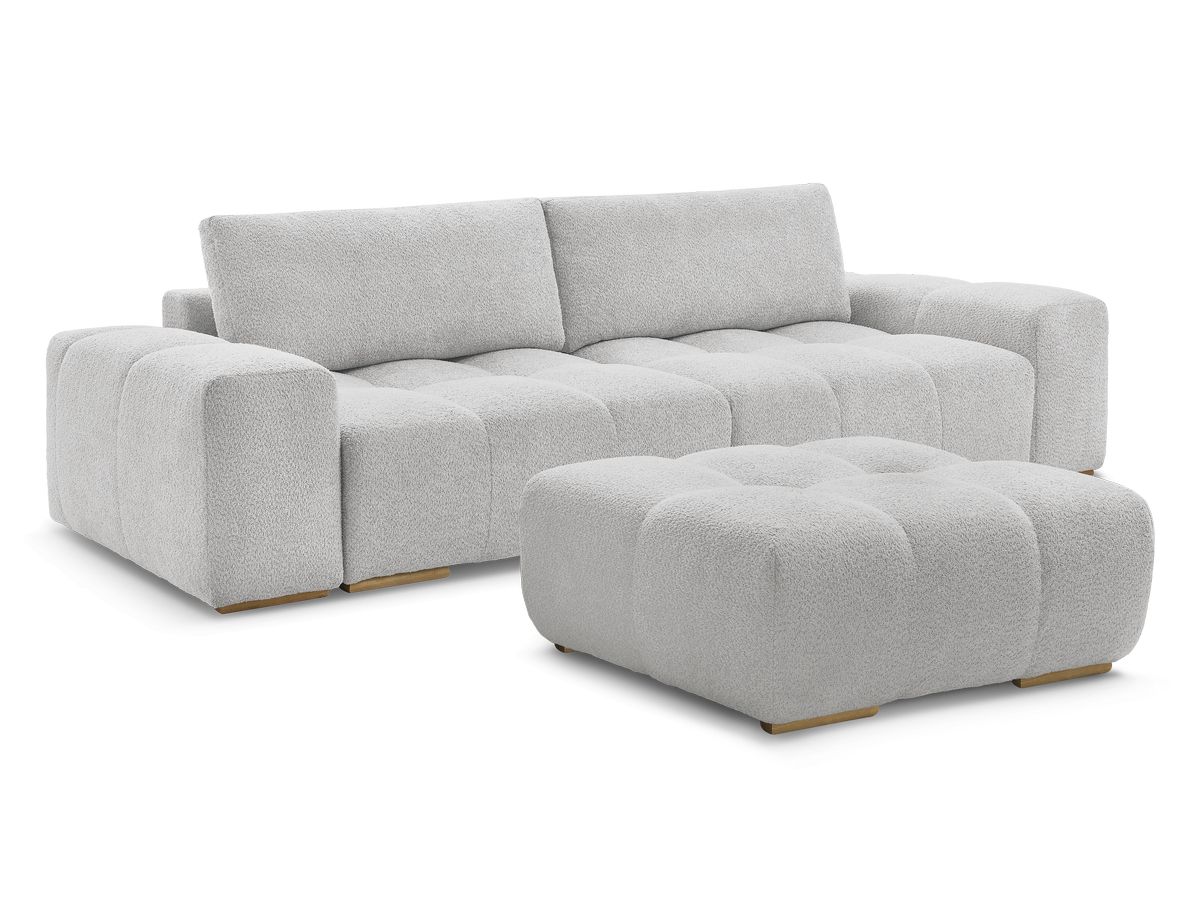 Canapé Anakin Droit Convertible Coffre Bouclette Gris BoboChic