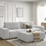 Canapé Anakin Droit Convertible Coffre Bouclette Gris BoboChic