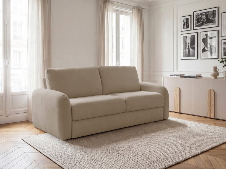 Canapé Kenan Convertible 3 Places Tissu Taupe BoboChic