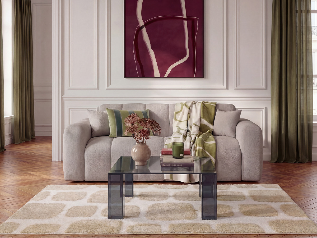 Canapé Bradley Convertible 3 Places Bouclette Taupe BoboChic