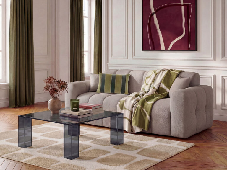 Canapé Bradley Convertible 3 Places Bouclette Taupe BoboChic