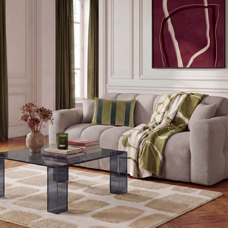 Canapé Bradley Convertible 3 Places Bouclette Taupe BoboChic