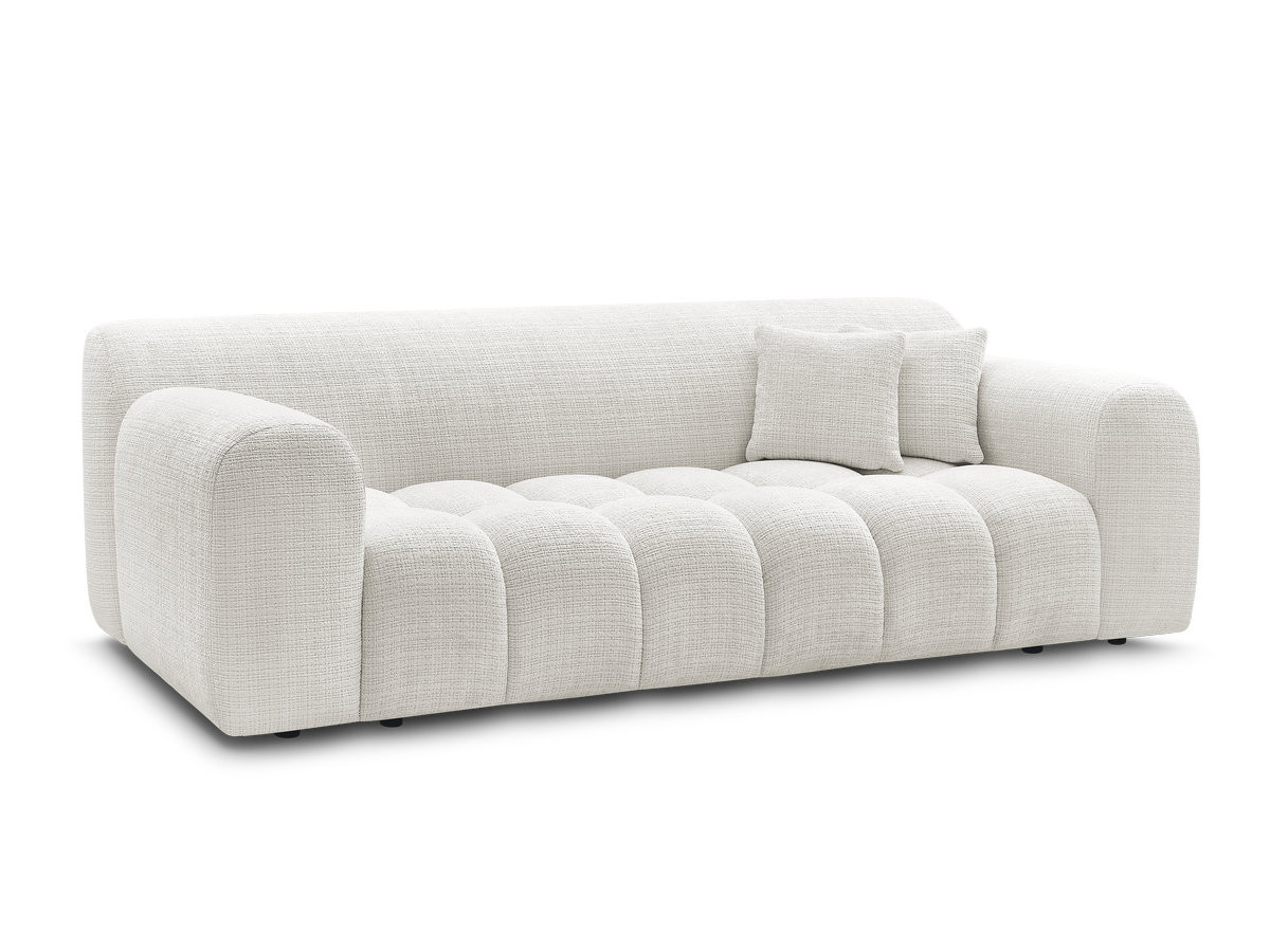 Canapé Melisse Droit Fixe Tissu Texturé Blanc BoboChic 3 Places