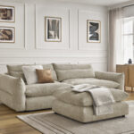 Canapé Neil Droit Fixe Tissu Texturé Beige BoboChic 3 Places