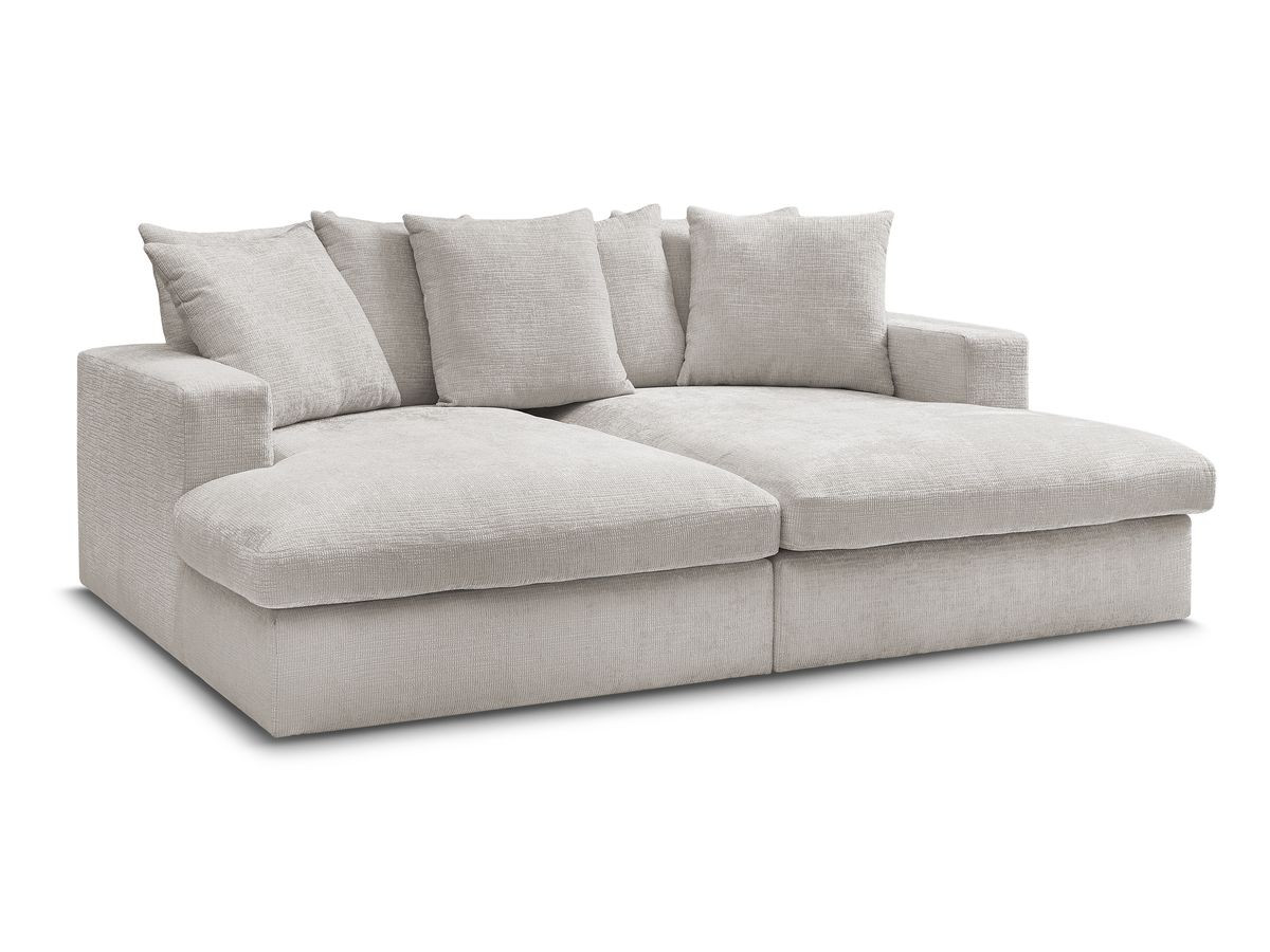 Canapé Simeon Droit Fixe 3 Places Assise Profonde Beige BoboChic