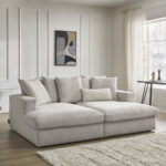 Canapé Simeon Droit Fixe 3 Places Assise Profonde Beige BoboChic