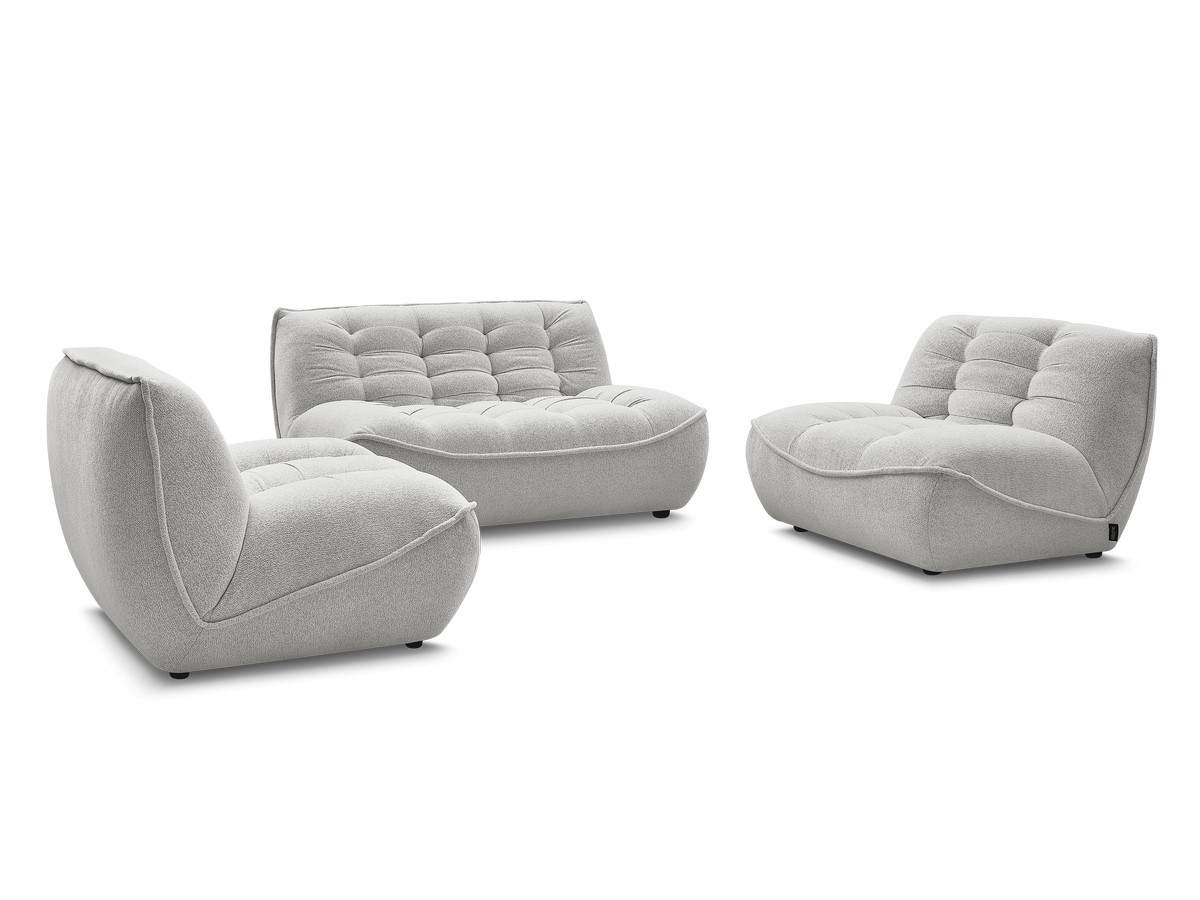 Canapé Serena Droit Fixe Modulable Tissu Chiné Gris Clair BoboChic