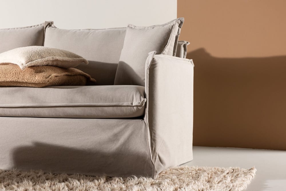 Canapé Noam 3 Places Effet Lin Taupe Maisons du Monde