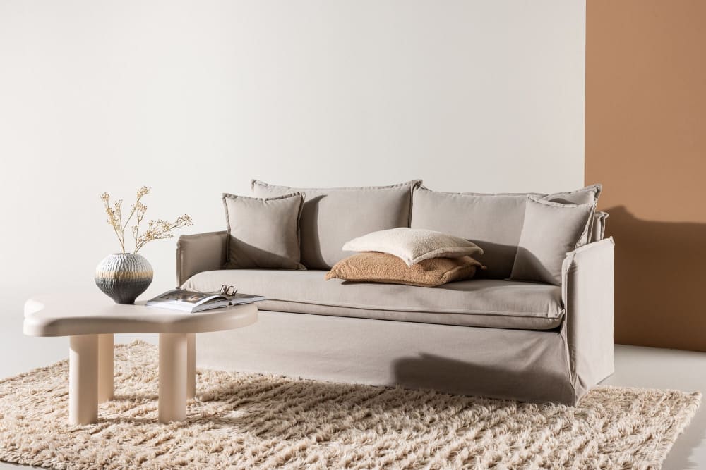 Canapé Noam 3 Places Effet Lin Taupe Maisons du Monde