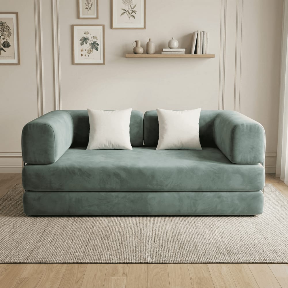 Canapé Kaia Convertible Sauge Blanc Maisons du Monde