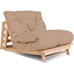 Canapé Lit Layti Convertible en Bois avec Matelas Beige Maisons du Monde