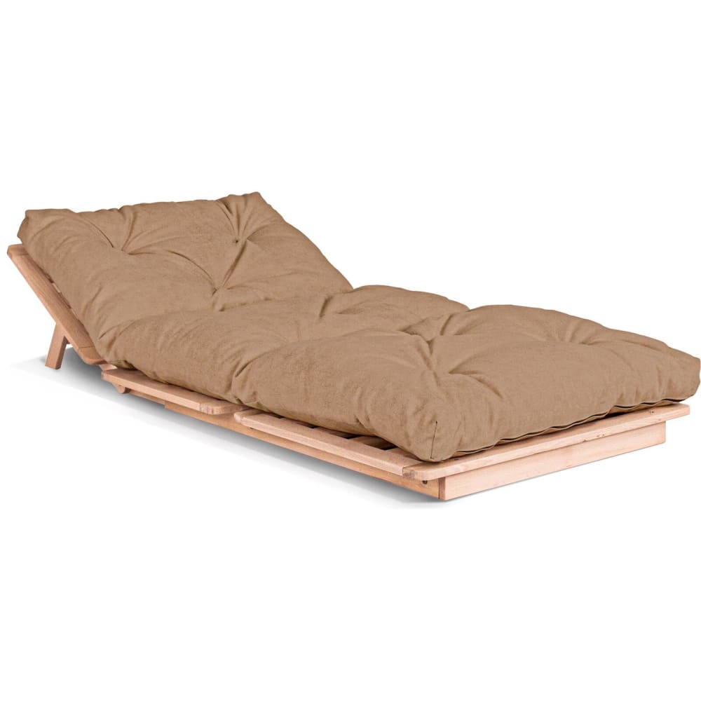 Canapé Lit Layti Convertible en Bois avec Matelas Beige Maisons du Monde