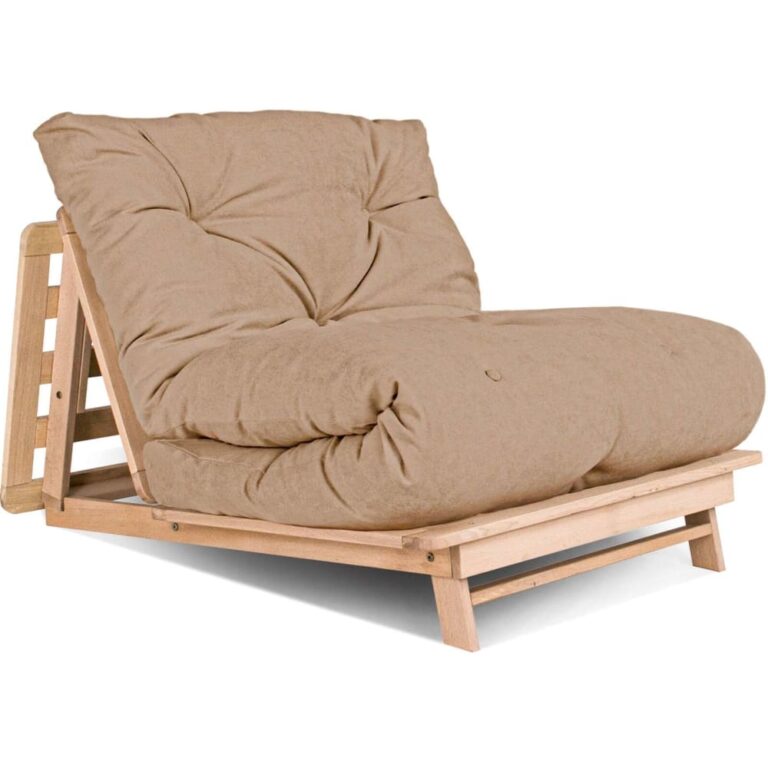 Canapé Lit Layti Convertible en Bois avec Matelas Beige Maisons du Monde