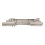 Canapé Flavio Panoramique 6 Places Convertible Tissu Gris Clair Maisons du Monde