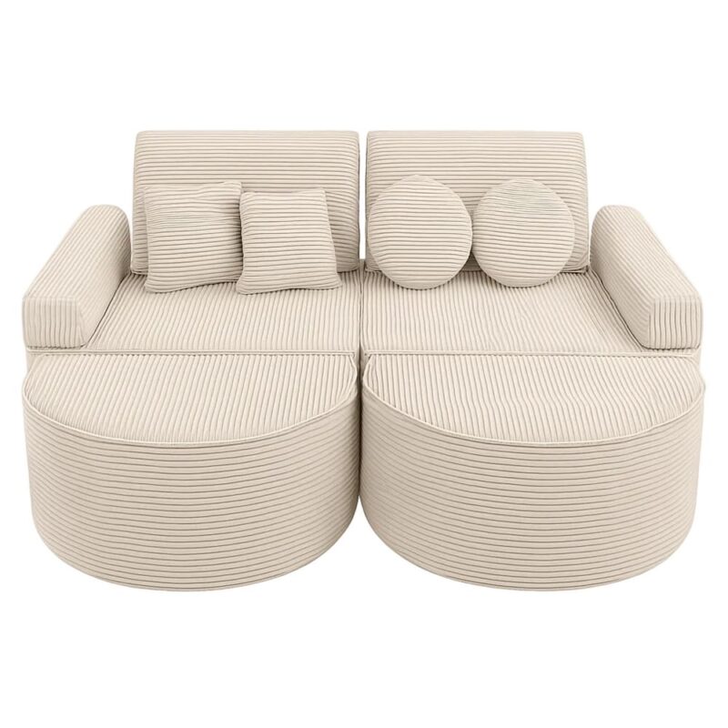 Canapé Aesthetic Pocket Modulable Velours Côtelé Beige Maisons du Monde