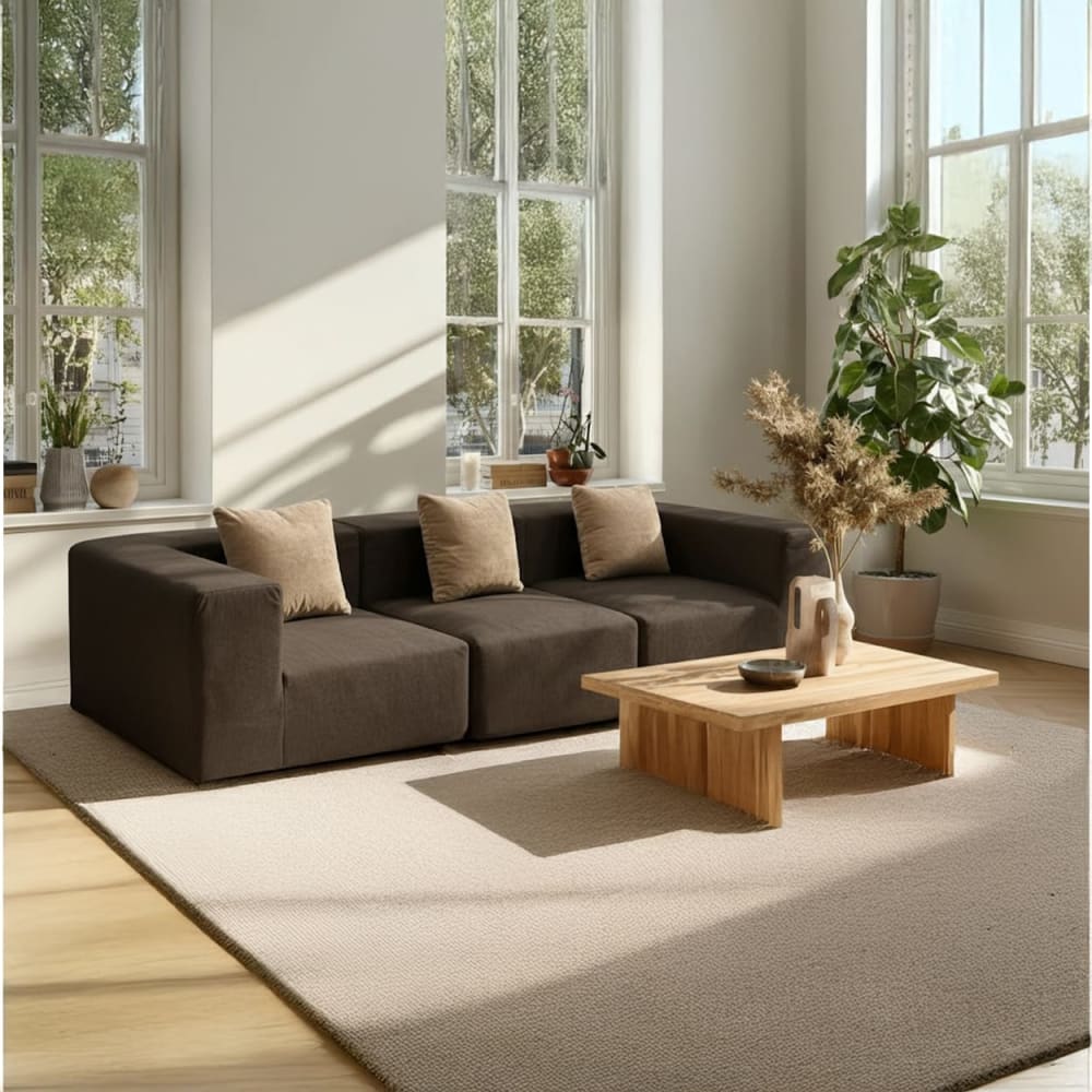 Canapé Pure 3 Places Marron Sable Grand Format Maisons du Monde