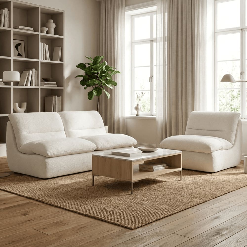 Pack Canapé Nuvia Living 3 Places Blanc Maisons du Monde