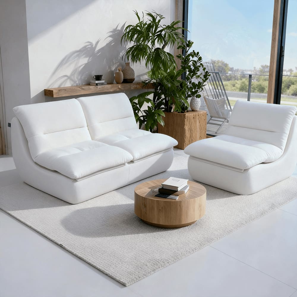 Pack Canapé Nuvia Living 3 Places Blanc Maisons du Monde