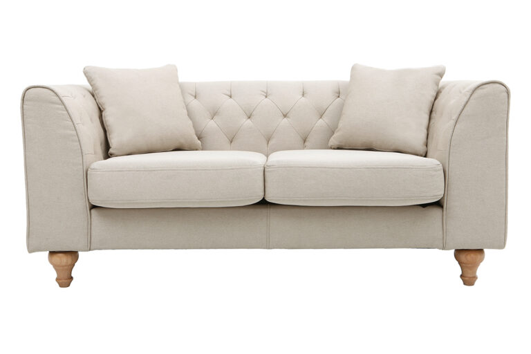 Canapé Montaigne 2 Places Tissu lisse Beige Miliboo