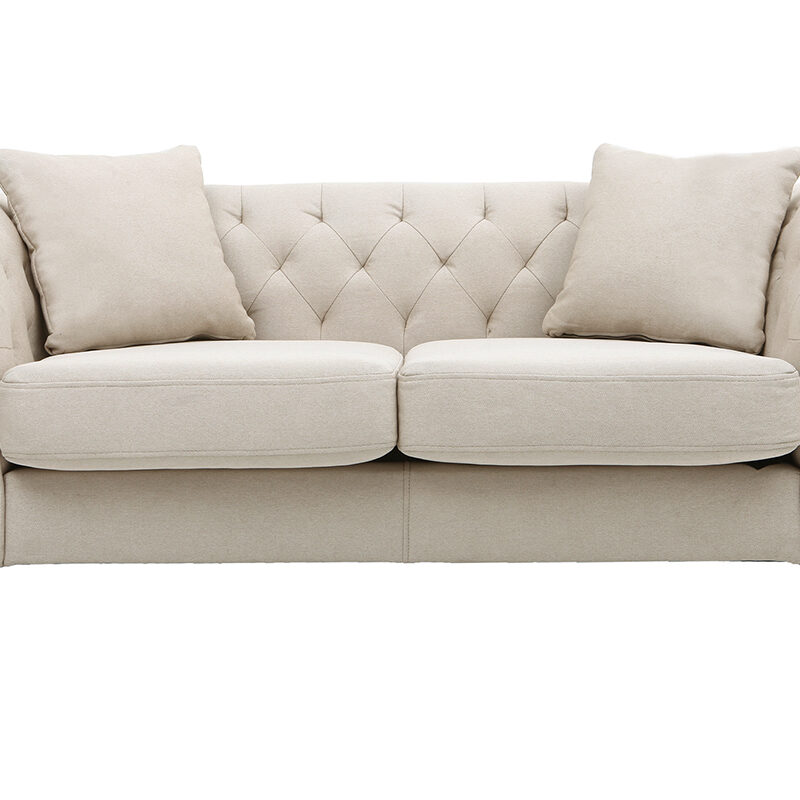 Canapé Montaigne 2 Places Tissu lisse Beige Miliboo