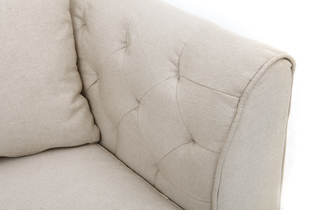 Canapé Montaigne 2 Places Tissu lisse Beige Miliboo