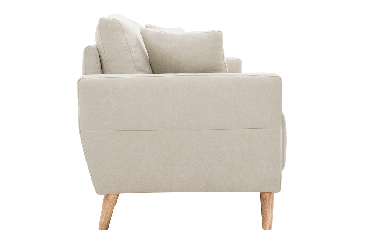 Canapé Munik 3 Places Tissu lisse Beige Miliboo