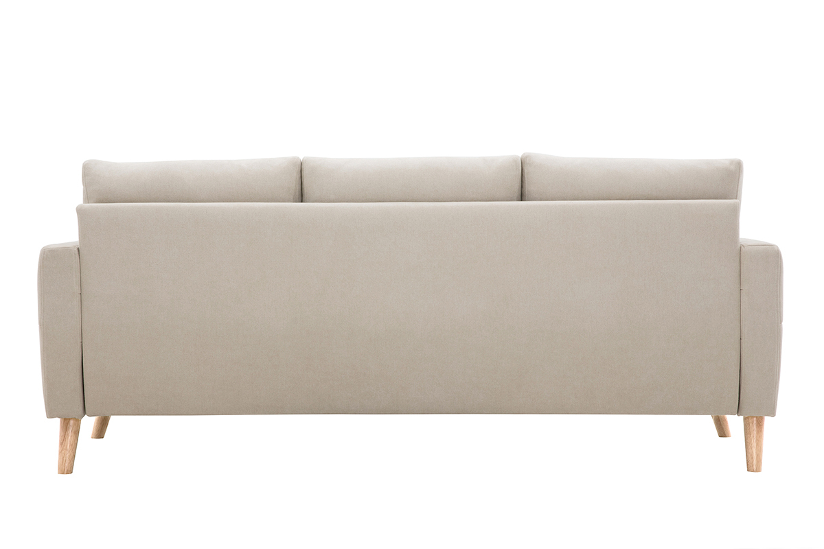 Canapé Munik 3 Places Tissu lisse Beige Miliboo