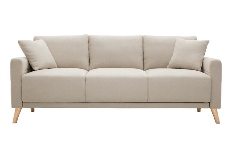 Canapé Munik 3 Places Tissu lisse Beige Miliboo