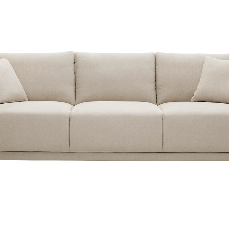 Canapé Munik 3 Places Tissu lisse Beige Miliboo