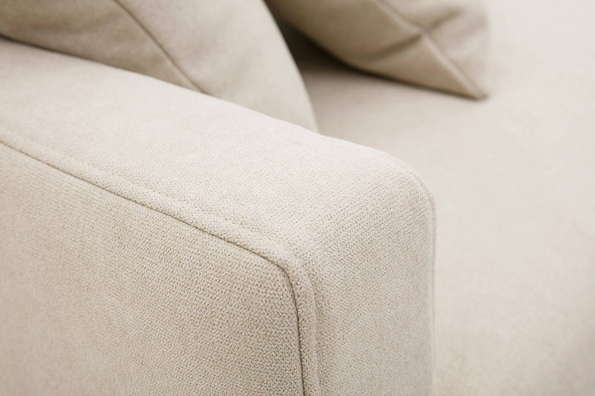 Canapé Munik 3 Places Tissu lisse Beige Miliboo