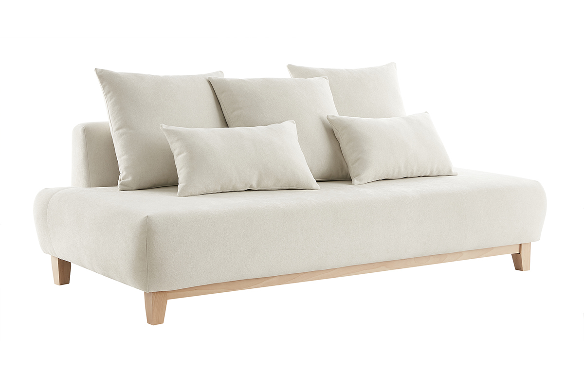 Canapé Odeon 3 Places Velours Beige Miliboo