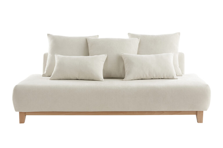 Canapé Odeon 3 Places Velours Beige Miliboo