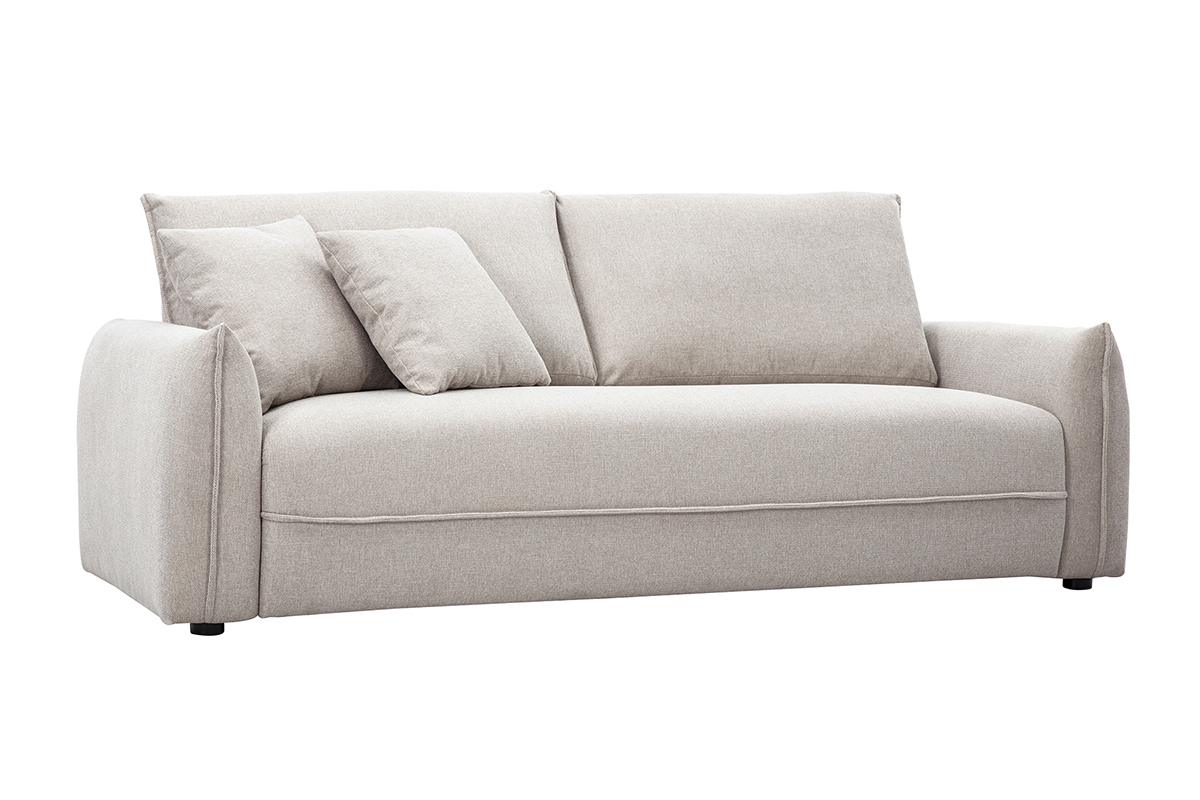 Canapé Pio 3 Places Velours Beige Miliboo