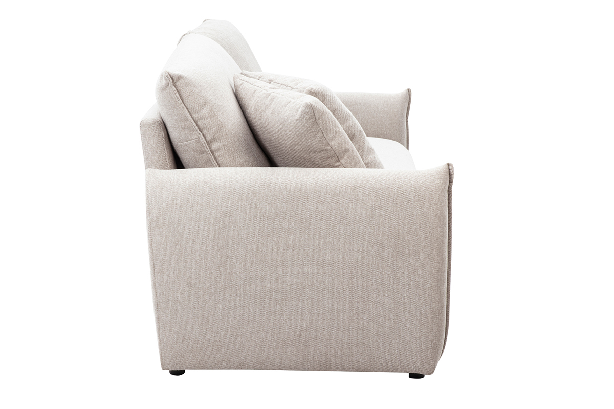 Canapé Pio 3 Places Velours Beige Miliboo